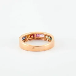 Bague en or rose, diamants & saphirs