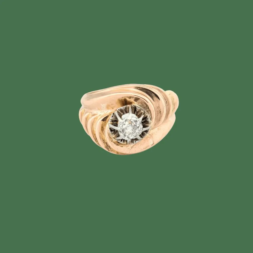 Bague en or rose et diamant