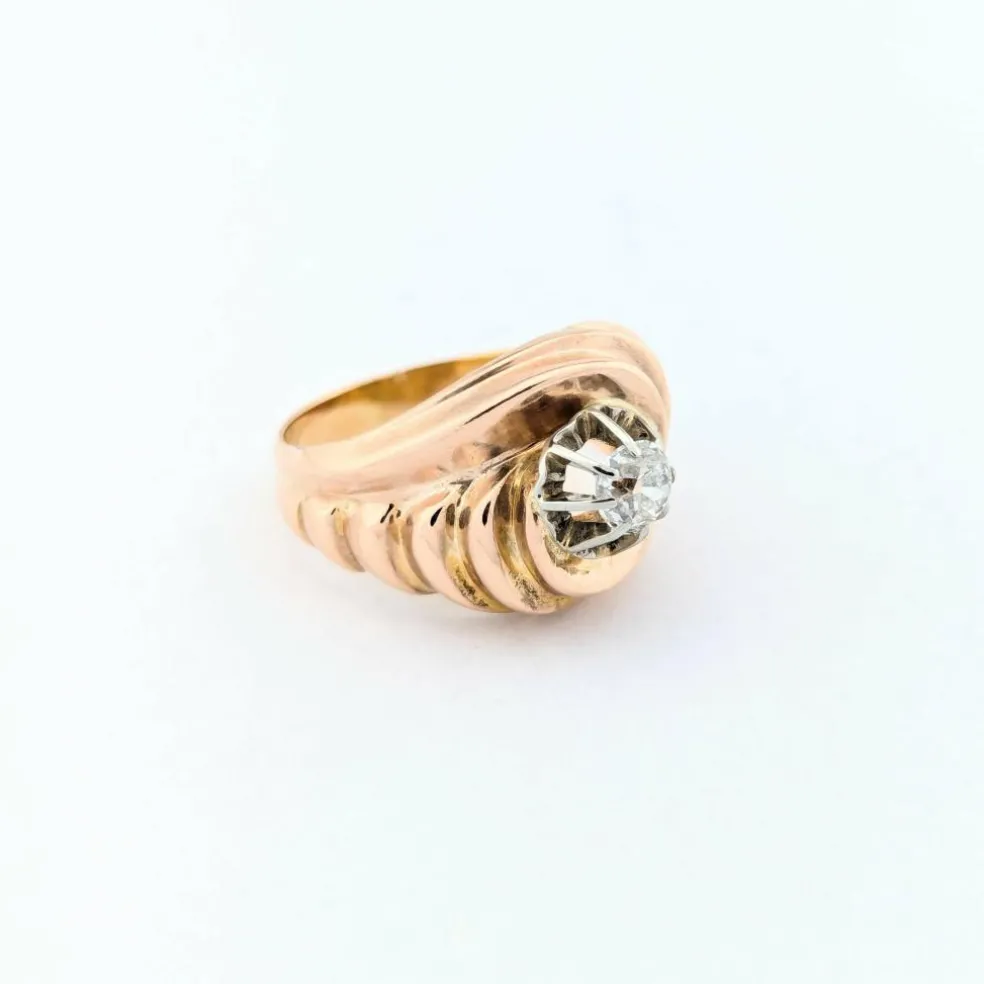 Bague en or rose et diamant