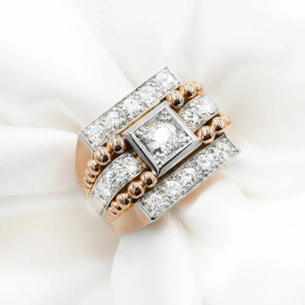 Bague en or rose et diamants ct. 1,40