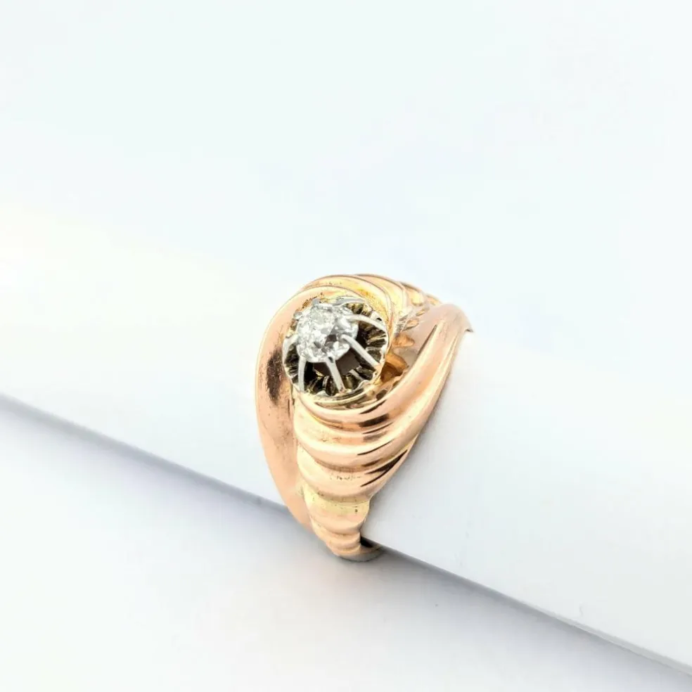 Bague en or rose et diamant