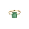 Bague en or rose et émeraude