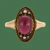 Bague en or rose et tourmaline cabochon
