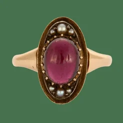Bague en or rose et tourmaline cabochon