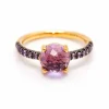 Bague en or rose, saphirs et améthyste
