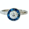 Bague en platine 950 avec diamants et saphirs