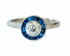 Bague en platine 950 avec diamants et saphirs