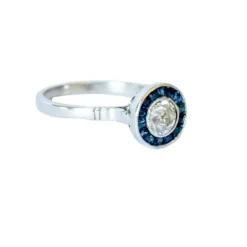 Bague en platine 950 avec diamants et saphirs