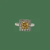 Bague en platine 850, diamants et saphir jaune naturels