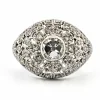 Bague en platine avec diamant Old Mine et diamants environnants