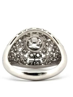 Bague en platine avec diamant Old Mine et diamants environnants