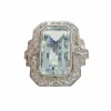 Bague en platine de style Art Déco avec aigue-marine et diamants