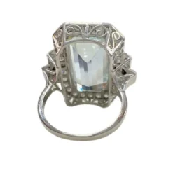Bague en platine de style Art Déco avec aigue-marine et diamants