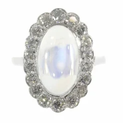 Bague en platine, diamant & pierre de lune