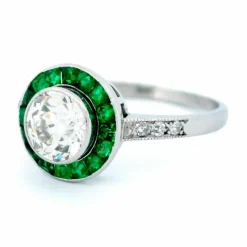 Bague en platine, diamant et émeraude 14249-2415