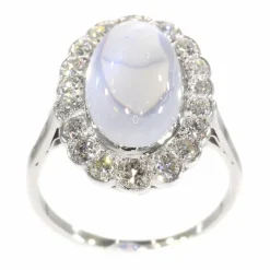 Bague en platine, diamant & pierre de lune