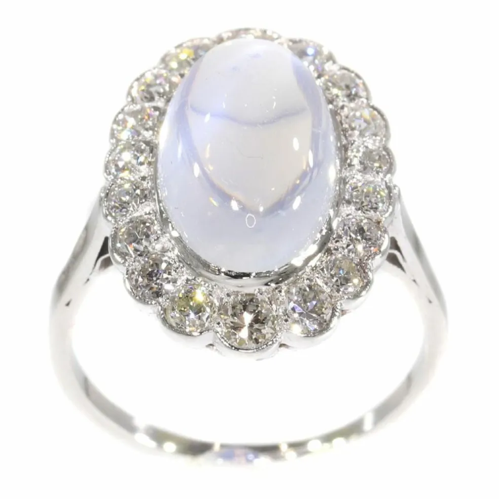 Bague en platine, diamant & pierre de lune