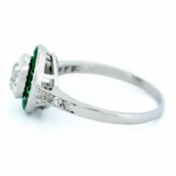 Bague en platine, diamant et émeraude 14249-2415
