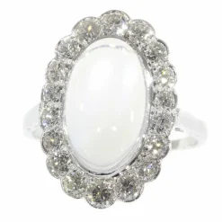 Bague en platine, diamant & pierre de lune
