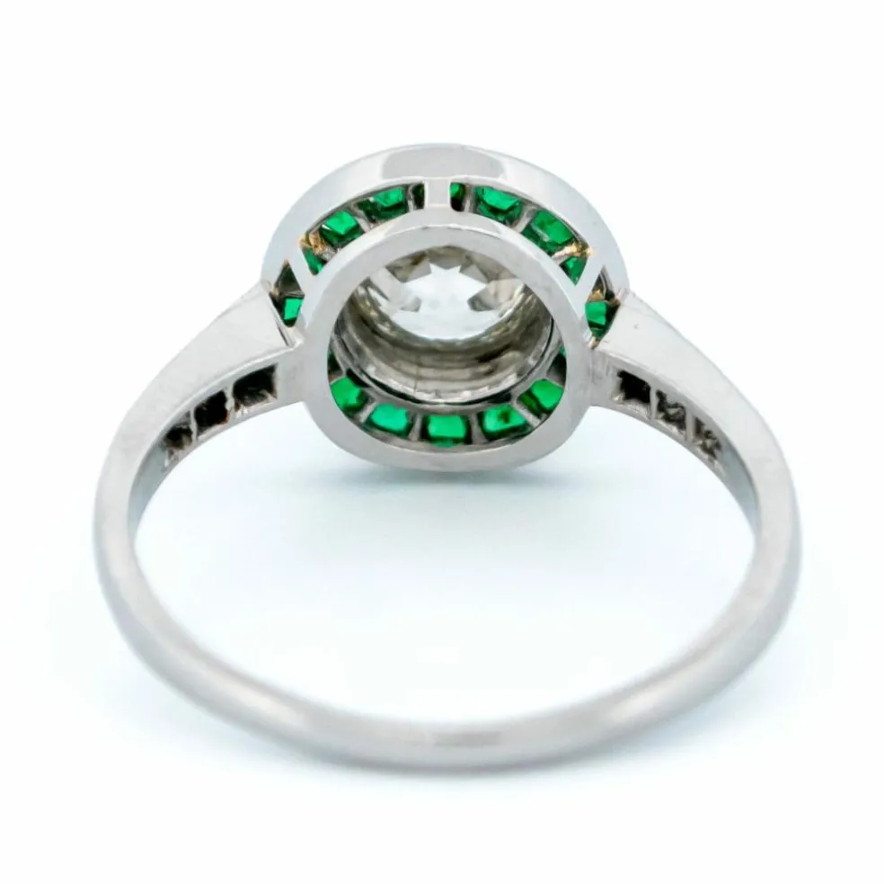 Bague en platine, diamant et émeraude 14249-2415