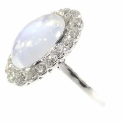 Bague en platine, diamant & pierre de lune