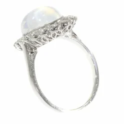 Bague en platine, diamant & pierre de lune