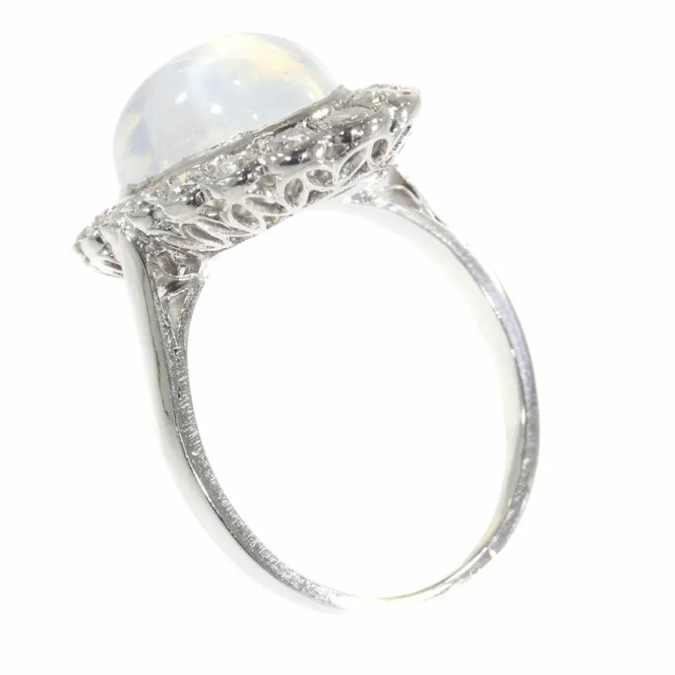 Bague en platine, diamant & pierre de lune