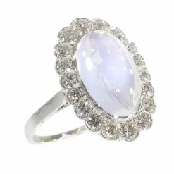 Bague en platine, diamant & pierre de lune