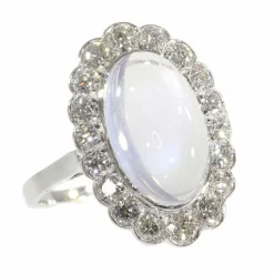 Bague en platine, diamant & pierre de lune
