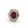 Bague en platine et or avec rubis et diamants