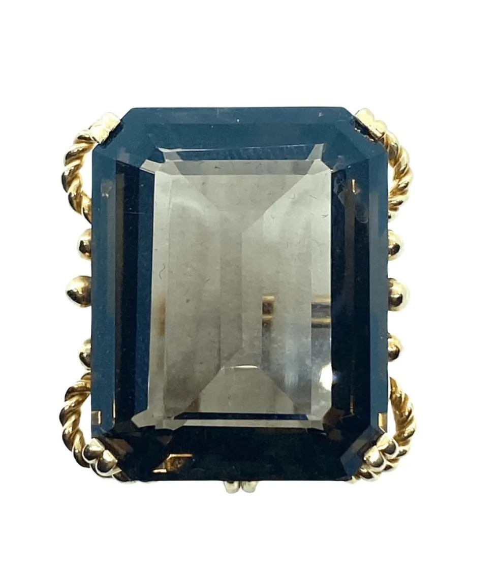Bague en quartz morion géante, vers 1940