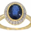 Bague entourage en or avec diamants et saphir