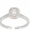 Bague entourage en or blanc avec diamants taille brillant et baguette