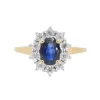 Bague entourage en or jaune avec saphir et diamants