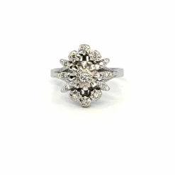 Bague Entourage Fleur Or Blanc 18k Diamants