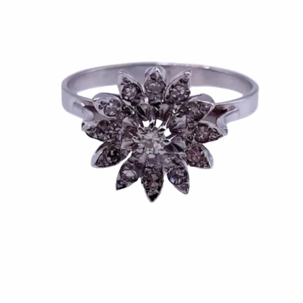 Bague entourage Fleur Or Blanc Diamants