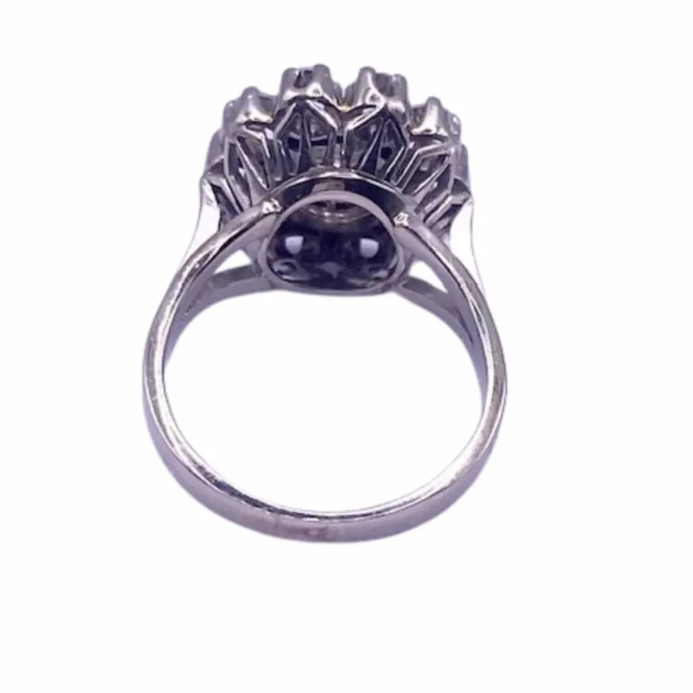 Bague Entourage Fleur Or Blanc 18k Diamants