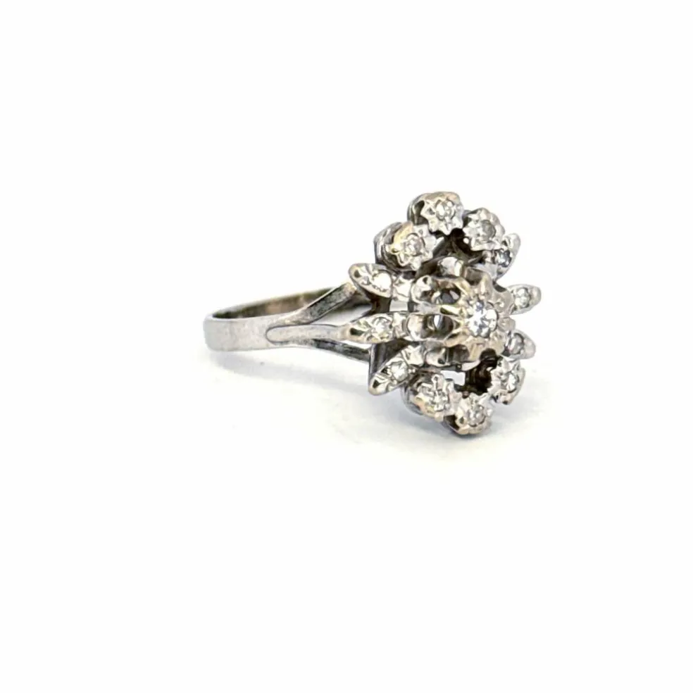 Bague Entourage Fleur Or Blanc 18k Diamants