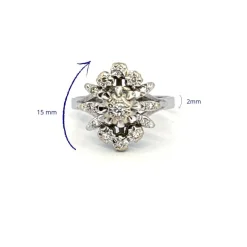Bague Entourage Fleur Or Blanc 18k Diamants