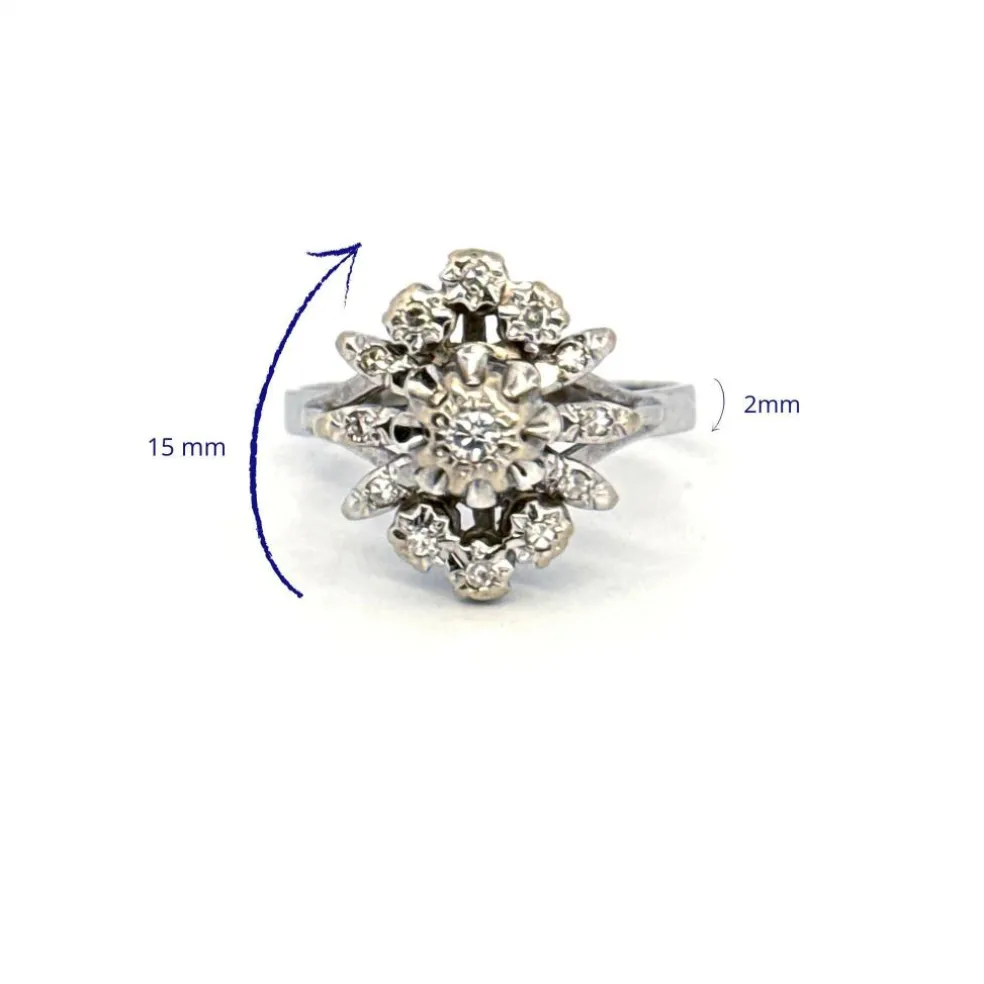 Bague Entourage Fleur Or Blanc 18k Diamants