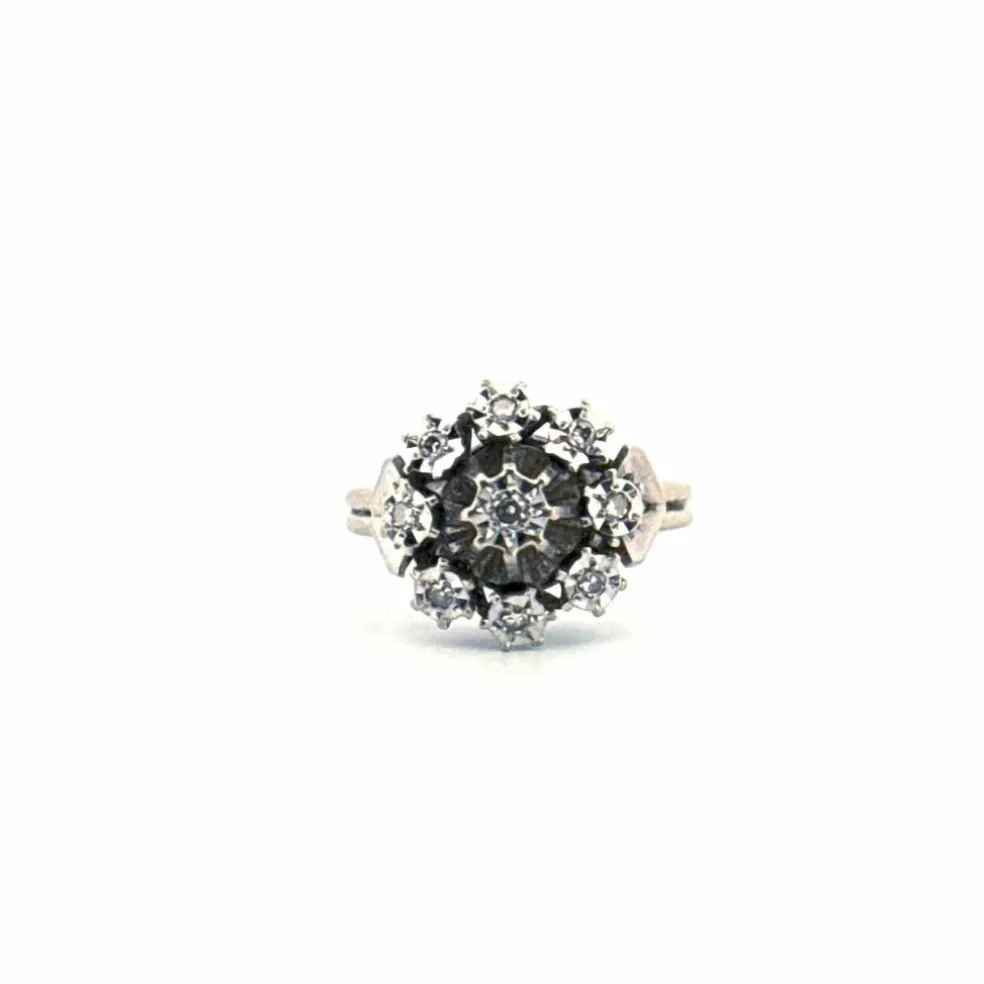 Bague Entourage Or Blanc Diamants