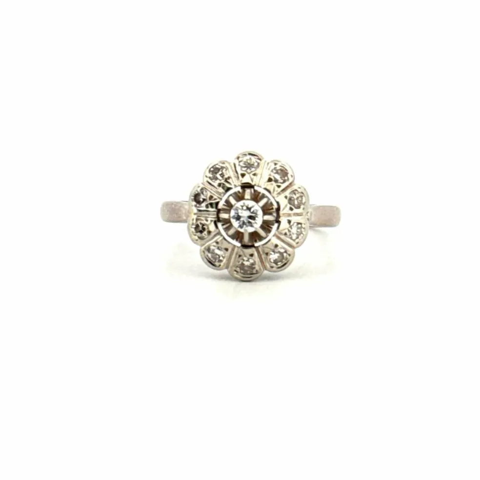 Bague Entourage Or Blanc Diamants