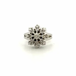 Bague Entourage Or Blanc Diamants