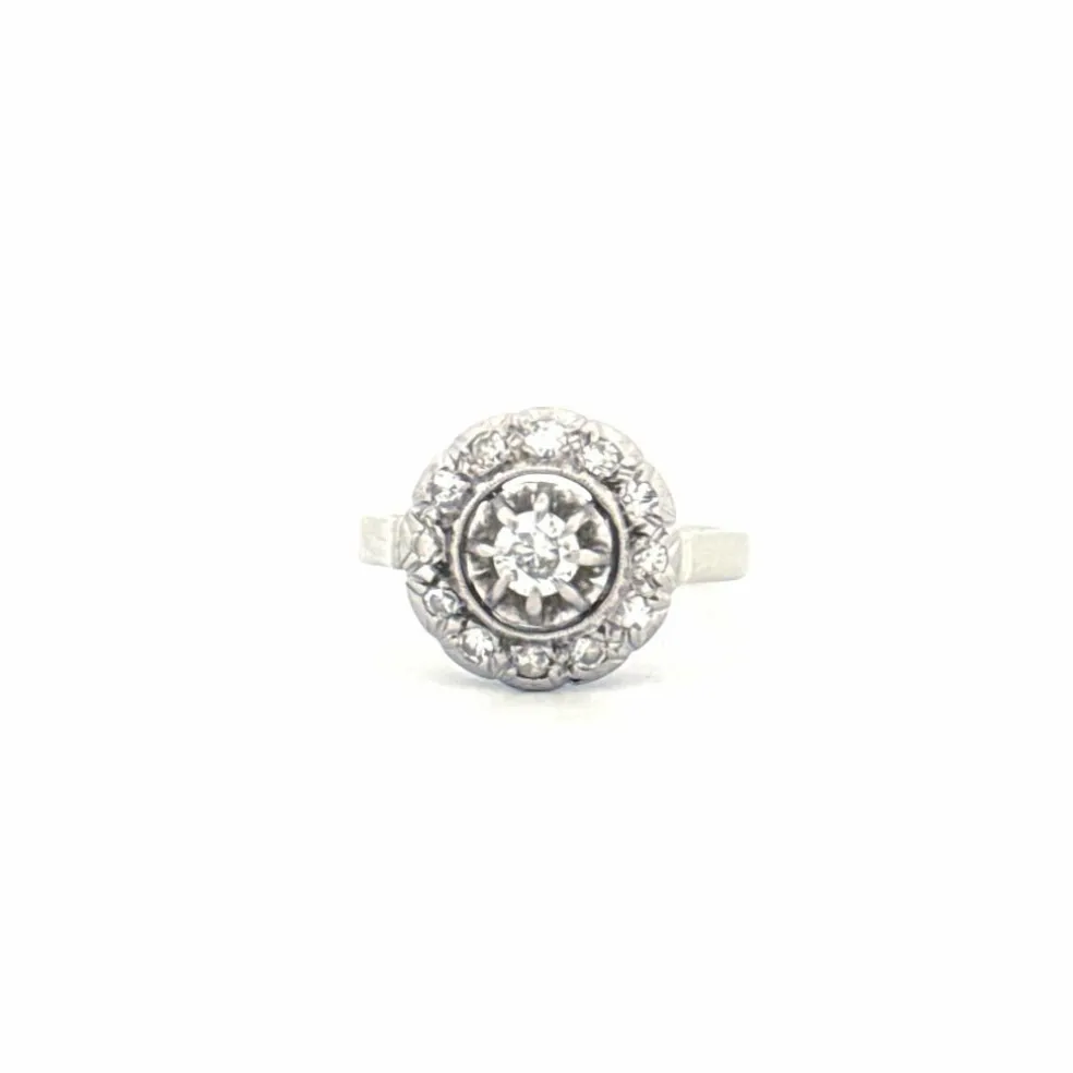 Bague Entourage Or Blanc 18k & Diamants