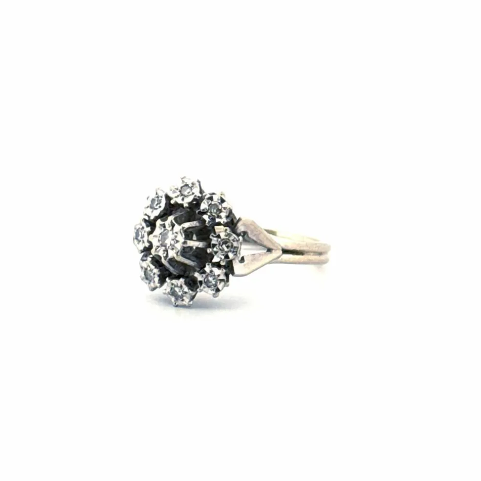 Bague Entourage Or Blanc Diamants