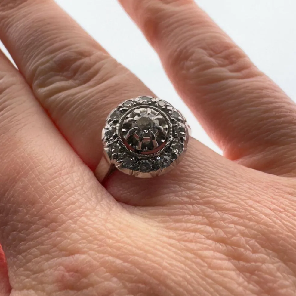 Bague Entourage Or Blanc 18k & Diamants