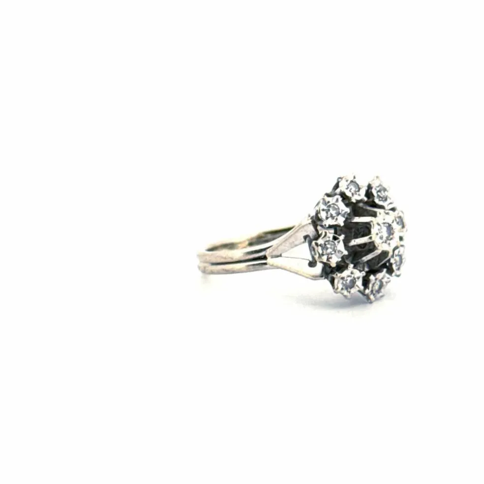 Bague Entourage Or Blanc Diamants