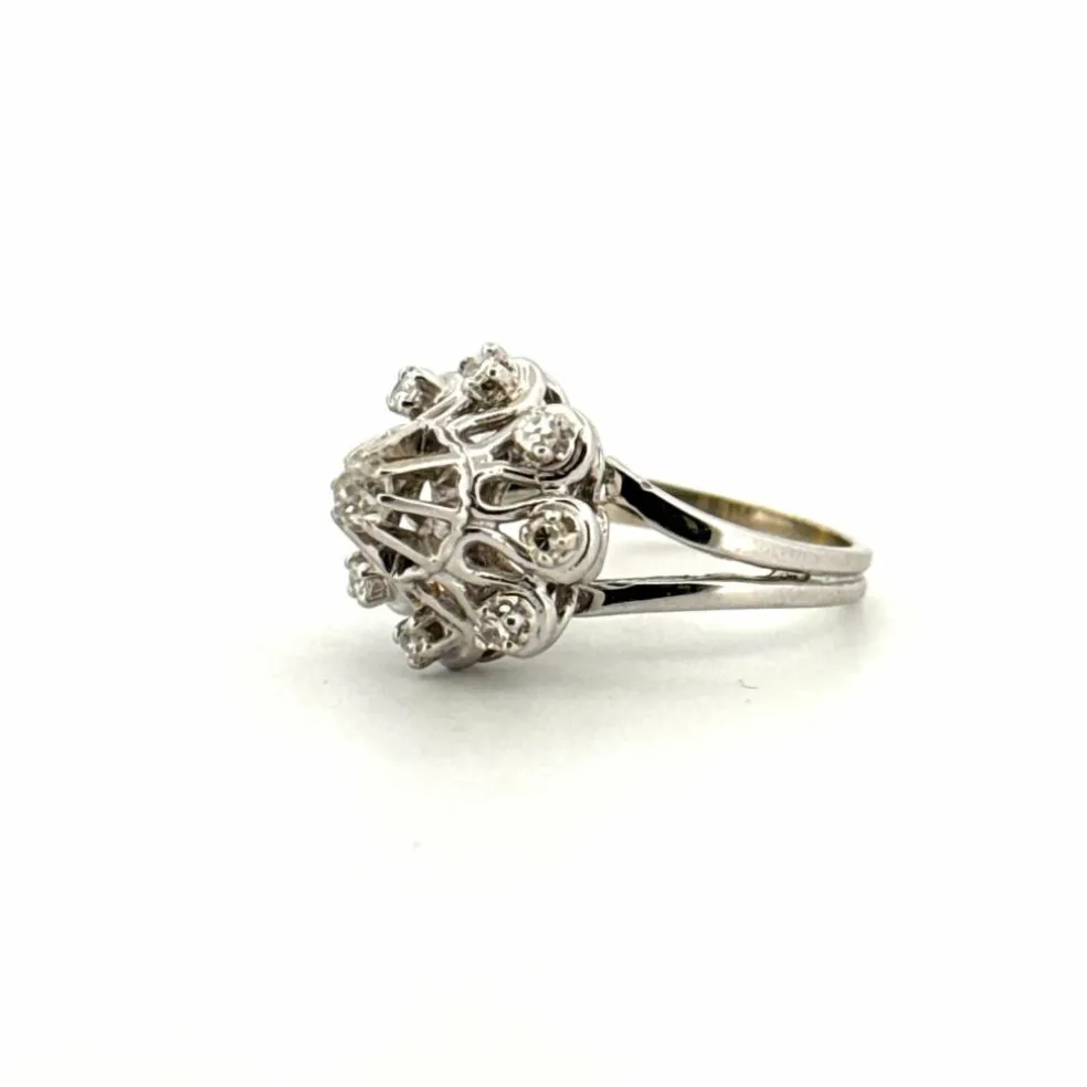 Bague Entourage Or Blanc Diamants