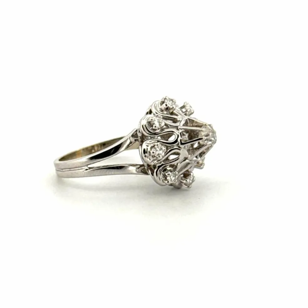 Bague Entourage Or Blanc Diamants