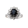 Bague entourage saphir diamants
